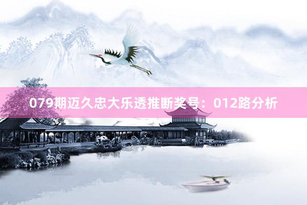 079期迈久忠大乐透推断奖号：012路分析