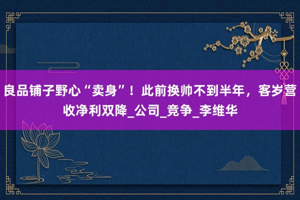 良品铺子野心“卖身”！此前换帅不到半年，客岁营收净利双降_公司_竞争_李维华