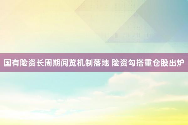 国有险资长周期阅览机制落地 险资勾搭重仓股出炉