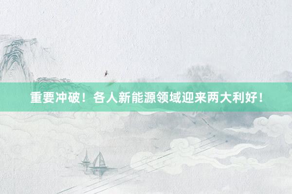 重要冲破！各人新能源领域迎来两大利好！