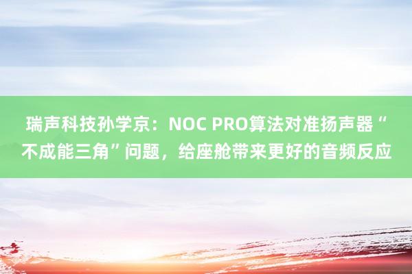 瑞声科技孙学京：NOC PRO算法对准扬声器“不成能三角”问题，给座舱带来更好的音频反应
