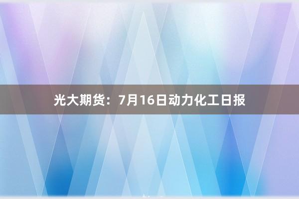 光大期货：7月16日动力化工日报
