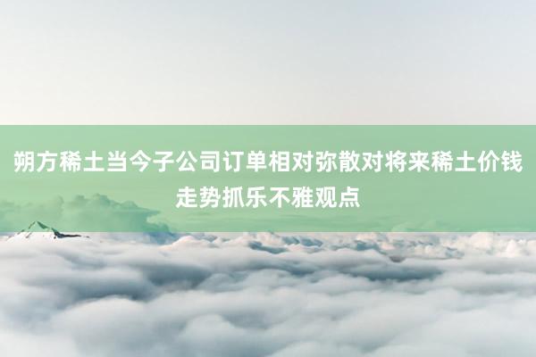朔方稀土当今子公司订单相对弥散对将来稀土价钱走势抓乐不雅观点