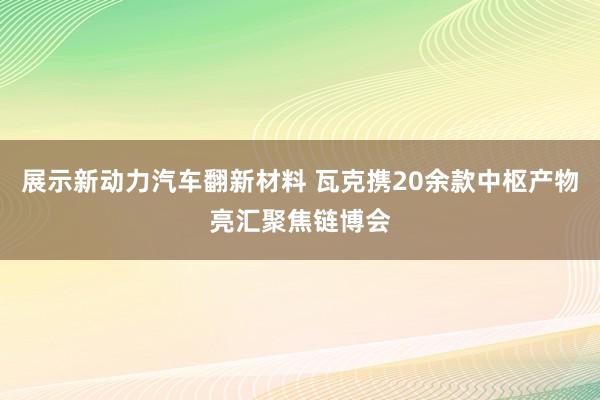 展示新动力汽车翻新材料 瓦克携20余款中枢产物亮汇聚焦链博会