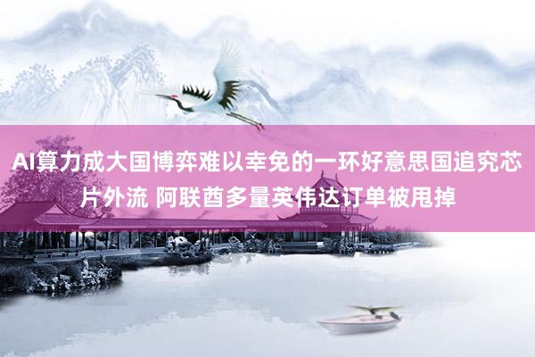 AI算力成大国博弈难以幸免的一环好意思国追究芯片外流 阿联酋多量英伟达订单被甩掉