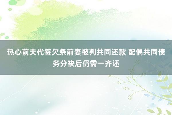 热心前夫代签欠条前妻被判共同还款 配偶共同债务分袂后仍需一齐还