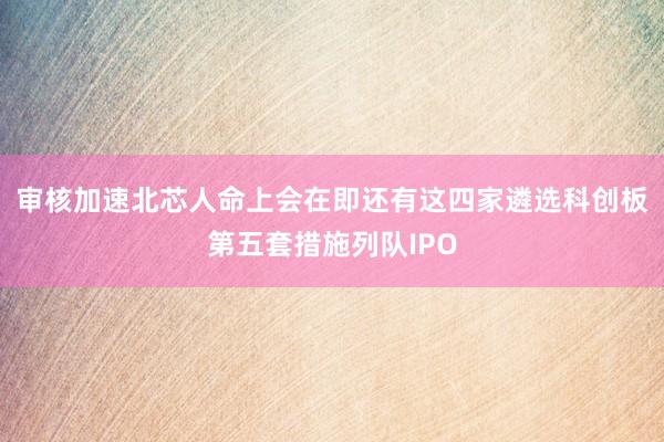审核加速北芯人命上会在即还有这四家遴选科创板第五套措施列队IPO