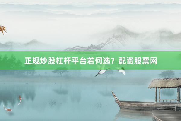 正规炒股杠杆平台若何选？配资股票网