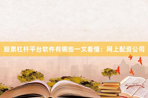 股票杠杆平台软件有哪些一文看懂：网上配资公司