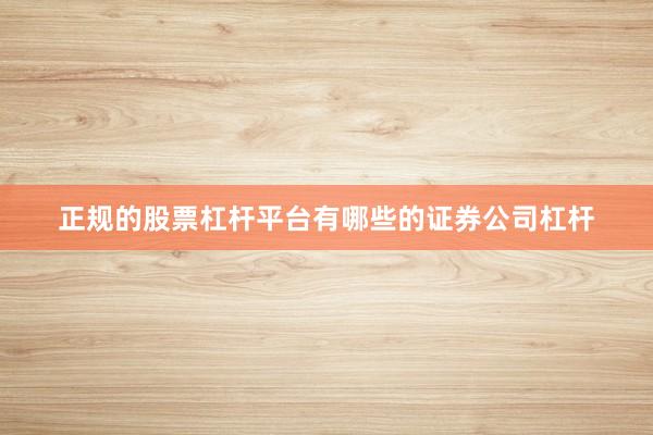 正规的股票杠杆平台有哪些的证券公司杠杆