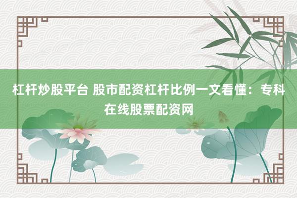 杠杆炒股平台 股市配资杠杆比例一文看懂：专科在线股票配资网