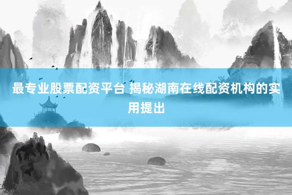 最专业股票配资平台 揭秘湖南在线配资机构的实用提出