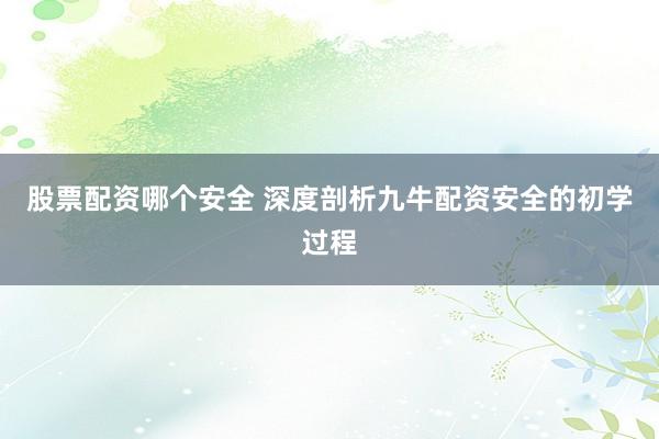 股票配资哪个安全 深度剖析九牛配资安全的初学过程