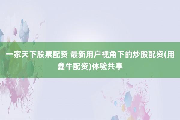 一家天下股票配资 最新用户视角下的炒股配资(用鑫牛配资)体验共享
