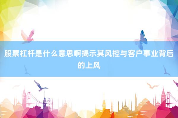 股票杠杆是什么意思啊揭示其风控与客户事业背后的上风