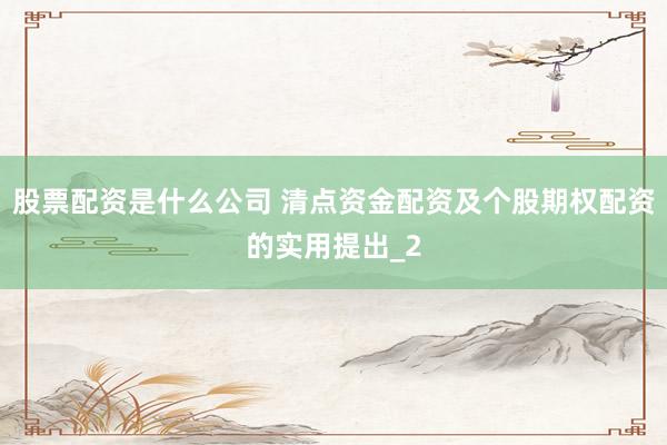 股票配资是什么公司 清点资金配资及个股期权配资的实用提出_2